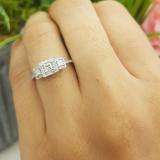 CERTIFIED 0.50 Carat (ctw) 14k White Gold 3 Stone Princess Diamond Ladies Bridal Vintage Engagement Ring 1/2 CT