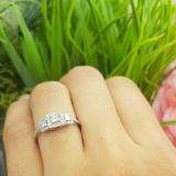 0.50 Carat (ctw) 14k White Gold 3 Stone Princess Diamond Ladies Bridal Vintage Engagement Ring 1/2 CT