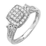 0.55 Carat (ctw) 14K White Gold Round Diamond Engagement Promise Ring