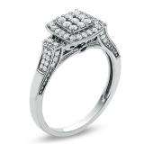 0.55 Carat (ctw) 14K White Gold Round Diamond Engagement Promise Ring