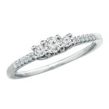 0.40 Carat (ctw) 14k White Gold 3 Stone Diamond Engagement Ladies Bridal Ring 3/8 CT