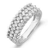 1.00 Carat (ctw) 14k White Gold Round Diamond Ladies Anniversary Wedding Band Ring