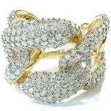 3.42 Carat (ctw) 14k Yellow Gold Round Diamond Ladies Cocktail Link Ring