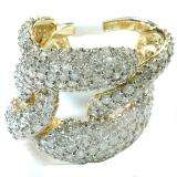 3.42 Carat (ctw) 14k Yellow Gold Round Diamond Ladies Cocktail Link Ring
