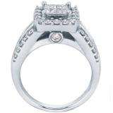 1.05 Carat (ctw) 14k White Gold Princess & Round Diamond Ladies Bridal Engagement Ring