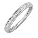 IGI CERTIFIED 0.25 Carat (ctw) 14K White Gold Princess Cut Diamond Ladies Stackable Anniversary Wedding Band 1/4 CT