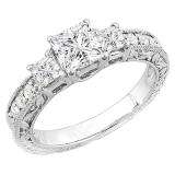 0.70 Carat (ctw) 14k White Gold Princess & Round Diamond Ladies Bridal Semi Mount Ring (No Center Stone)