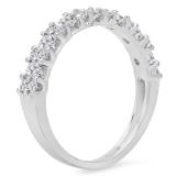 1.00 Carat (ctw) 14k White Gold Round Diamond Ladies Anniversary Wedding Ring Band Stackable