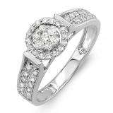 0.55 Carat (ctw) 14k White Gold Round Diamond Ladies Bridal Engagement Ring