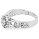 0.55 Carat (ctw) 14k White Gold Round Diamond Ladies Bridal Engagement Ring