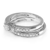 0.50 Carat (ctw) 14k White Gold Round Diamond 3 stone Engagement Bridal Ring Set 1/2 CT