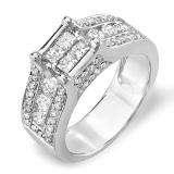 1.35 Carat (ctw) 14k White Gold Princess Diamond Ladies Bridal Engagement Ring