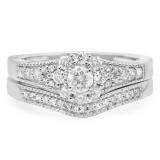 0.80 Carat (ctw) 14k White Gold Round Diamond Ladies Bridal Engagement Ring Set