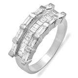 1.00 Carat (ctw) 14k White Gold Baguette Diamond Ladies Anniversary Wedding Band Ring