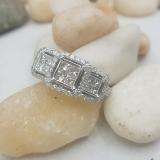 1.25 Carat (ctw) 14k White Gold Brilliant Round & Princess Cut Diamond 3 stone Ladies Engagement Bridal Ring