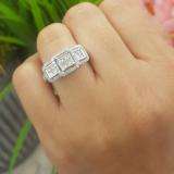 1.25 Carat (ctw) 14k White Gold Brilliant Round & Princess Cut Diamond 3 stone Ladies Engagement Bridal Ring
