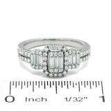 0.80 Carat (ctw) 14k White Gold Round & Baguette Diamond Ladies Bridal Ring 3/4 CT