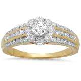 1.25 Carat (ctw) 14k Yellow Gold Round Diamond Ladies Bridal Engagement Ring