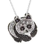 0.25 Carat (ctw) 10k White Gold Real Round Black and White Diamond Ladies Panda Bear Pendant 1/4 CT