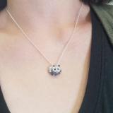 0.25 Carat (ctw) 10k White Gold Real Round Black and White Diamond Ladies Panda Bear Pendant 1/4 CT