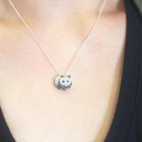 0.25 Carat (ctw) 10k White Gold Real Round Black and White Diamond Ladies Panda Bear Pendant 1/4 CT