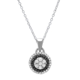 0.50 Carat (ctw) 10K White Gold Round Black & White Diamond Pendant 1/2 CT