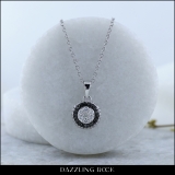0.50 Carat (ctw) 10K White Gold Round Black & White Diamond Pendant 1/2 CT