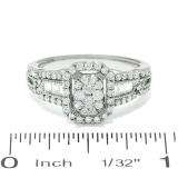 1.00 Carat (ctw) 14k White Gold Brilliant Round & Baguette Cut Diamond Ladies Engagement Bridal Ring