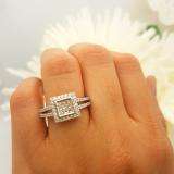 1.15 Carat (ctw) 14K White Gold Princess & Round White Diamond Engagement Invisible Set Bridal Ring