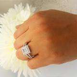 1.15 Carat (ctw) 14K White Gold Princess & Round White Diamond Engagement Invisible Set Bridal Ring