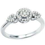 0.33 Carat (ctw) 10k White Gold Round Diamond Ladies Bridal Engagement Ring 1/3 CT