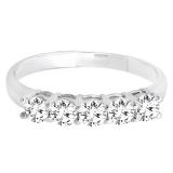 0.85 Carat (ctw) 14k White Gold Round Diamond 5 Stone Ladies Anniversary Wedding Band Ring