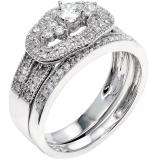 DGLA Certified 0.75 Carat (ctw) Round Diamond Ladies Bridal Engagement Ring Set 14K White Gold