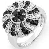1.25 Carat (ctw) 14k White Gold Black & White Round Diamond Ladies Cocktail Right Hand