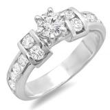 1.75 Carat (ctw) 14K White Gold Round Diamond Ladies Bridal Engagement Ring 1 3/4 CT