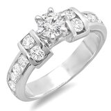 18K White Gold Round Cut White Diamond Ladies Custom Semi Mount Engagement Ring