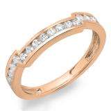 0.55 Carat (ctw) 10K Rose Gold Round Diamond Ladies Anniversary Wedding Band Enhancer Guard Ring 1/2 CT