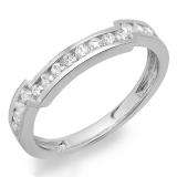 0.55 Carat (ctw) 10K White Gold Round Diamond Ladies Anniversary Wedding Band Enhancer Guard Ring 1/2 CT