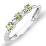 0.25 Carat (ctw) 10k White Gold Green Peridot & White Round Diamond Ladies Ring