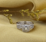0.75 Carat (ctw) 14k White Gold Round Diamond Ladies Bridal Engagement Ring Set