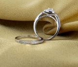 0.75 Carat (ctw) 14k White Gold Round Diamond Ladies Bridal Engagement Ring Set