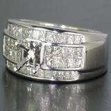 1.25 Carat (Ctw) 14k Whilte Gold Invisible Set Princess Diamond Bridal Engagement Semi Mount Ring (No Center Stone)