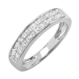 0.85 Carat (ctw) 14k White Gold Princess Diamond Invisible Set Ladies Anniversary Wedding Band Ring