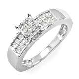 0.50 Carat (ctw) 14k White Gold Princess Diamond Ladies Bridal Engagement Ring