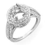 1.10 Carat (ctw) 14K White Gold Round Diamond Semi Mount Round Engagement Bridal Ring (No Center Stone)