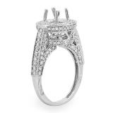 1.10 Carat (ctw) 14K White Gold Round Diamond Semi Mount Round Engagement Bridal Ring (No Center Stone)