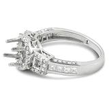 1.00 Carat (ctw) 14k White Gold Round & Princess Diamond Semi Mount Round Diamond For Center Engagement Ring (No Center Stone)