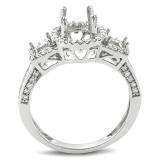 1.00 Carat (ctw) 14k White Gold Round & Princess Diamond Semi Mount Round Diamond For Center Engagement Ring (No Center Stone)