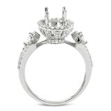 0.80 Carat (ctw) 18K White Gold Round Diamond Semi Mount Round Diamond For Center Engagement Ring (No Center Stone)