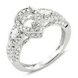 1.00 Carat (ctw) 14K White Gold Round & Pear Diamond Semi Mount Pear Diamond For Center Engagement Bridal Ring (No Center Stone)